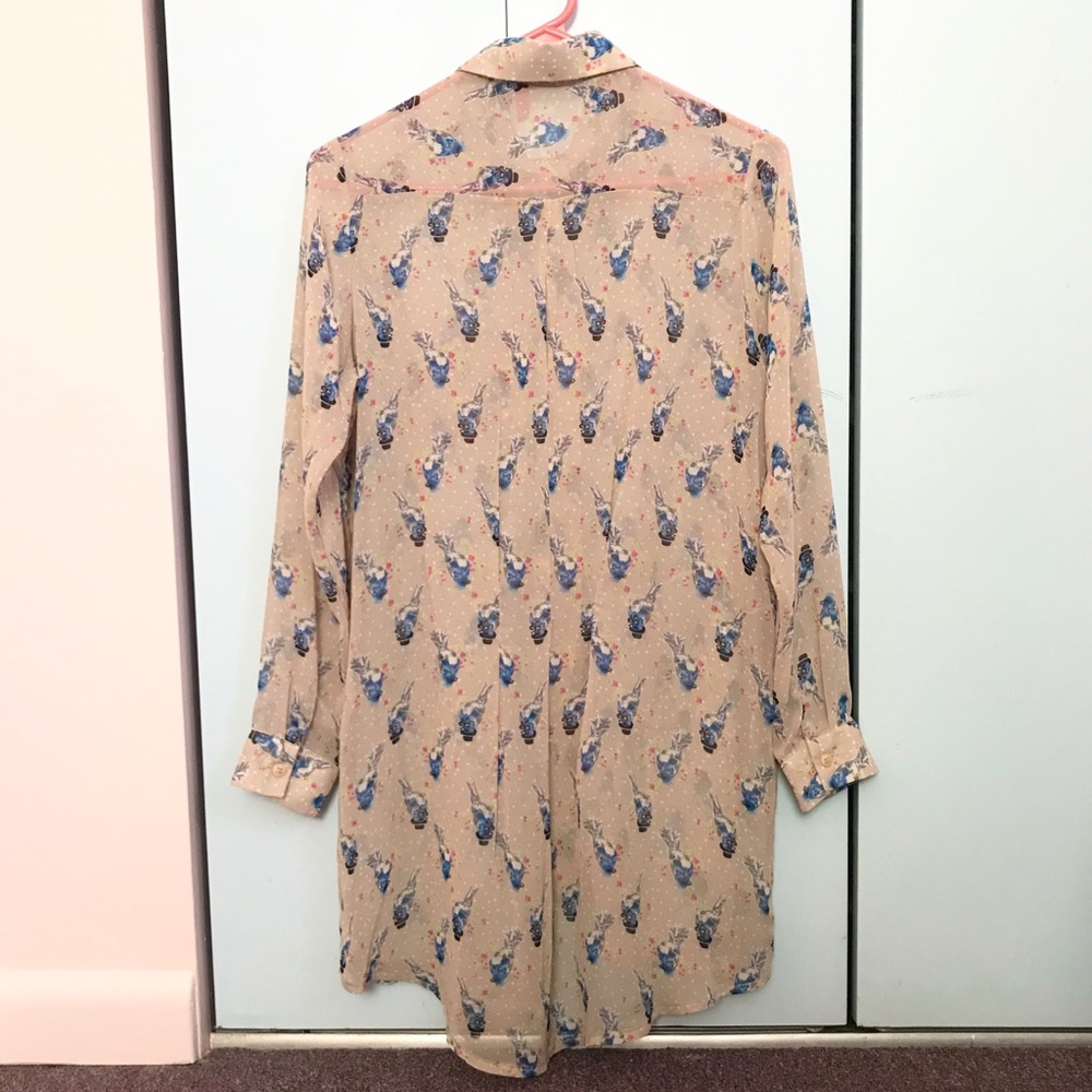 Pinkyotto Bird Pattern Asymmetrical Button Blouse - image 7